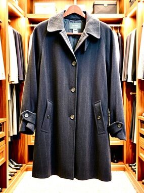 Ralph Lauren Black Pinstripe swing Trench Coat